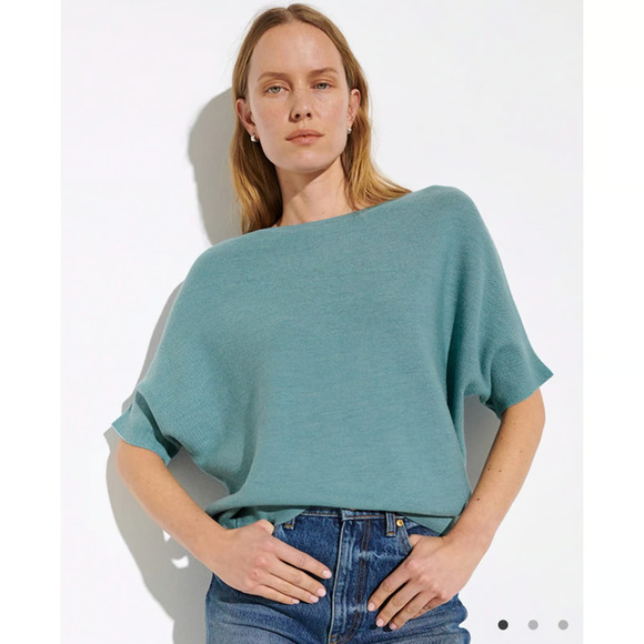 The Reset R Label Ribbed Green Cotton Blend Sweater XS - Picture 1 of 6